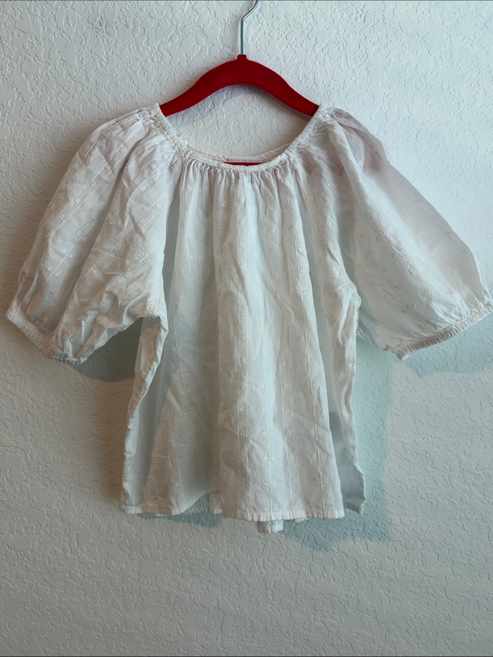 Cotton On White Puff Sleeve Embroidered Peasant Top
